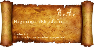 Nigrinyi Adrián névjegykártya